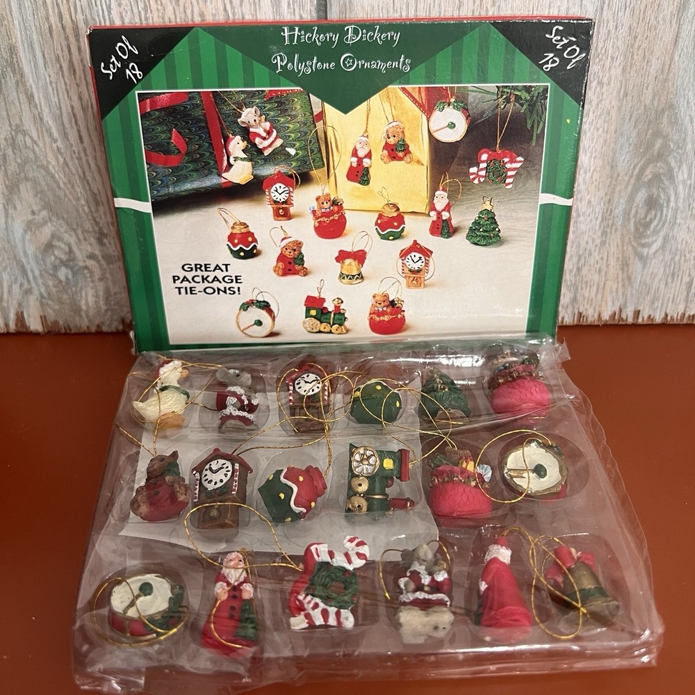 Set Of 18 Polystone Ornaments Hickory Dickery Package tie on‎ mini ornaments